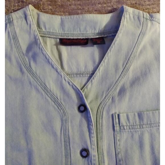 VTG Giorgio Sant Angelo Long Sleeve Women's V Neck Small Denim Button Up Shirt - Picture 4 of 10